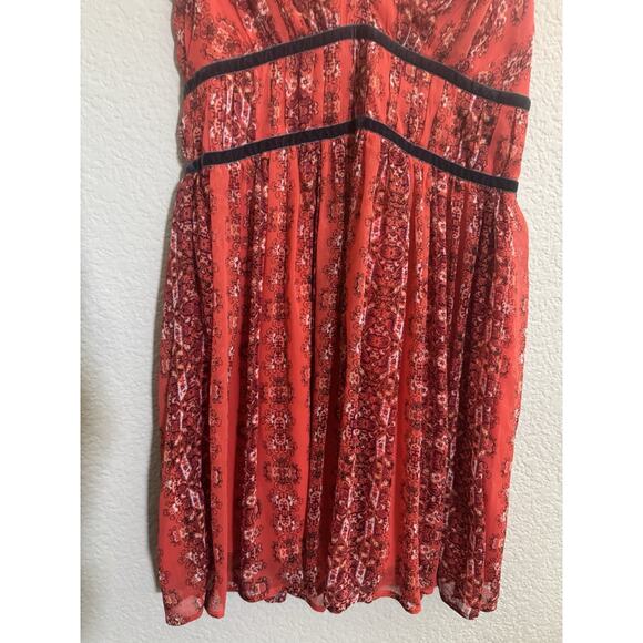 Abercrombie & Fitch Medium Dress Orange Floral Empire Waist Gray Velvet #5870 - Picture 4 of 16